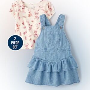 Blue Denim Jumper and Floral Top Set